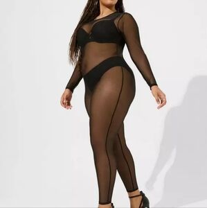 NWT Torrid Curve Mesh Longsleeve Catsuit- Size 2x